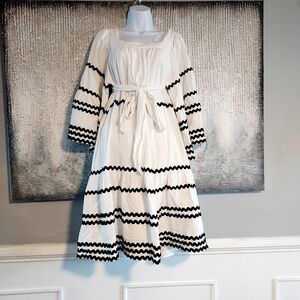 Lisa Marie Fernandez X Target White Dress with Black Rickrack Trim - Tie Waist
